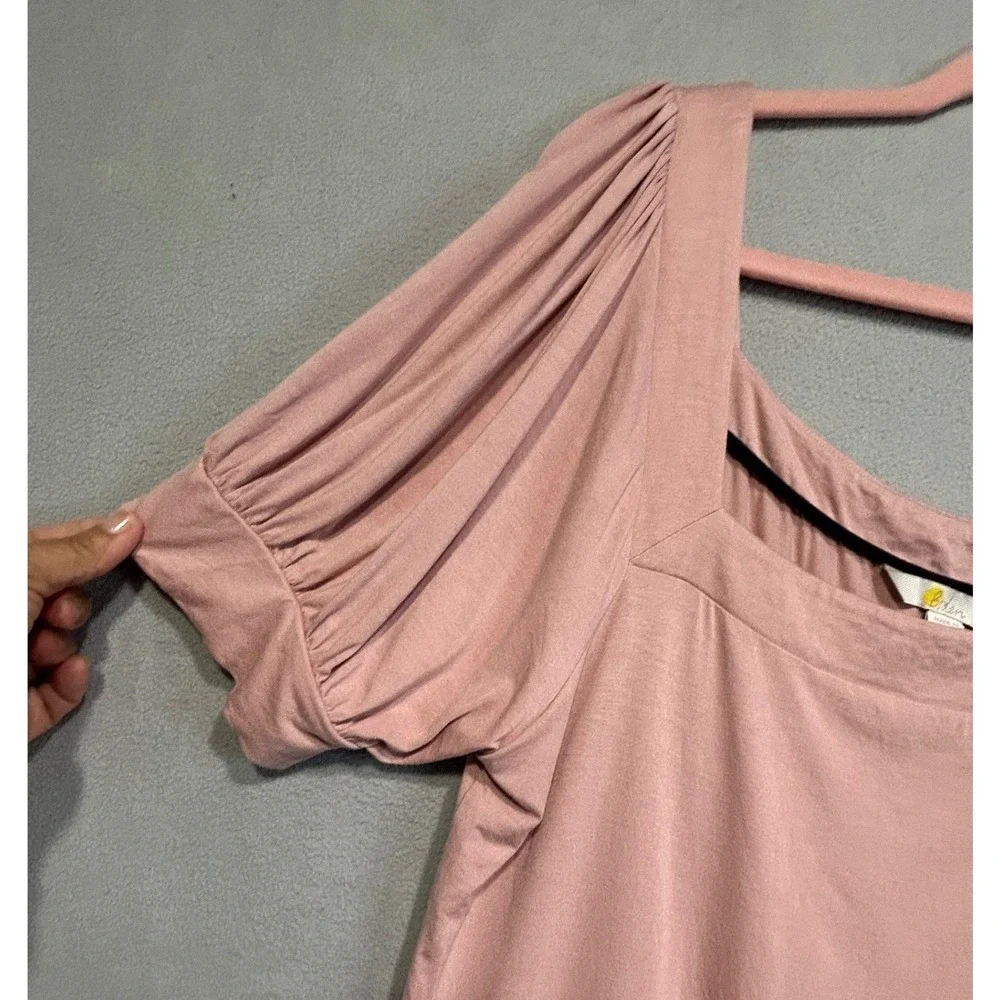 Boden‎ Pink Square Neck Puff Sleeve Top Womens Size 14 Mauve Pink Basic